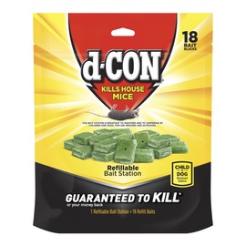d-CON Refillable Corner Fit Mouse Bait Station, 1 Trap + 18 Bait Refills