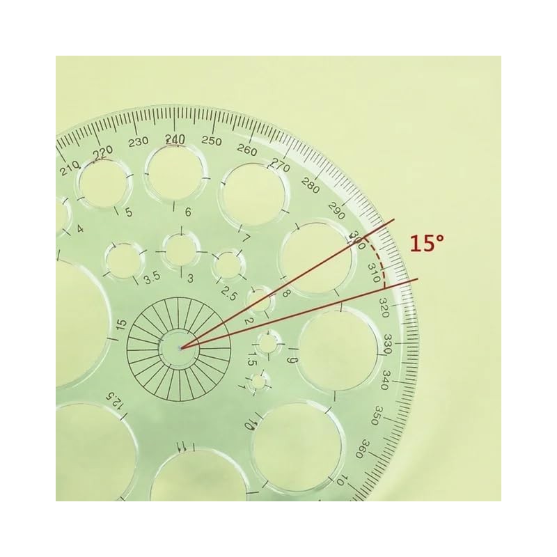 White Round Protractor 360 Degree, Plastic Full Circle Template, 16