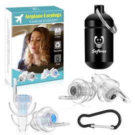 Tapones para los oídos de avión para aliviar la presión [2 pares], 100 tapones reutilizables súper suaves para los oídos de viaje para evitar el dolor de oídos y reducir el ruido, protección auditiva para adultos y niños con pequeños canales auditivos