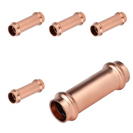 Niikappu 5 Pack Copper Press Extended Coupling Fittings, No Stop, 3/4" x 3/4" Copper Fitting, LF Press Fitting for Tight Spaces & DIY Plumbing