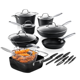 GRANITESTONE 20 Pc Hard Anodized Induction Cookware Sets, Kitchen Pots and Pans Set Non Stick, Anodized Kitchen Cookware Sets, Nonstick Cookware Set, Non Stick Pots and Pan Set, Oven & Dishwasher Safe