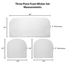 RSH DECOR: 3-Piece Foam Wicker Cushion Set | 41 x 19 & 19 x 19 | All-Weather Spun Fabric | Water-Resistant | Outdoor Loveseat & U-Shape Cushions for Patio Furniture | Yellow