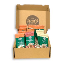 Genussleben Box of instant coffee sticks, 15 packs of coffee powder, each 24 g, different varieties