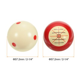 PATIKIL 2PCS 57.2mm Billiard Practice Training Cue Ball AAA Grade Pro Cup Standard Pool Cue Ball with Red Dot Billiard Accessories, White