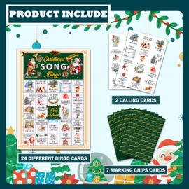 LSJEHTQ Christmas Bingo Games for 24 Players, Christmas Song Bingo Cards for Adults Large Group, Winter Hoilday Party Supplies, Family Activities New Year Favors -06
