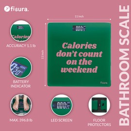 Fisura Fisura - Scales for body weight, Glass weighing scales body weight up to 180 kg with 50 g precision, Step-On technology, 11.8 x 11.8 inches