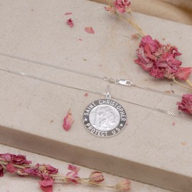 Tuscany Silver St. Christopher Pendant on Curb Chain of 51 cm/20-inch