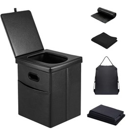Panmout 16.5" XL Portable Toilet for Camping, Foldable Travel Toilet for Adults with Cushioned Seat, Heavy Duty 190lbs Capacity Commode for Car, Road Trip, Outdoor Emergency & Bedside Support