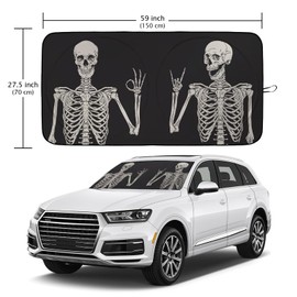 Skull Car Windshield Sun Shade Foldable Sunshade Front Window Cover Sun Visor Protector Accessories for Truck SUV (64x32 inches)