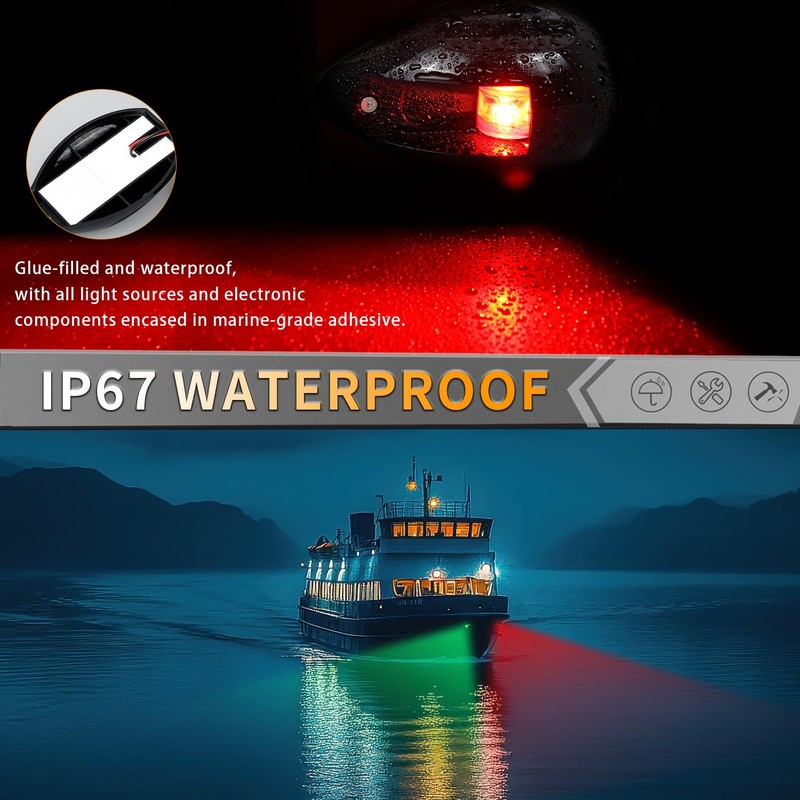 HERCOO Boat Navigation Lights LED Bow Lights for Boats, IP67