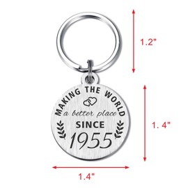 ABBNT 70th Birthday Gifts for Women Men, Born in 1955 Gifts, 70 Year Old Birthday Keychain, 1955 Birthday Decorations
