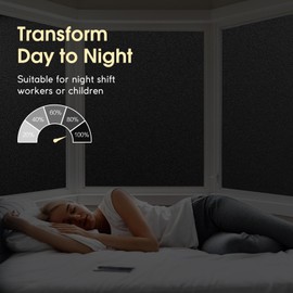 rabbitgoo Total Blackout Window Film, Sun Blocking Room Darkening Window Cling, Static Cling Heat Blocking Shade Removable Tint for Day Sleepers, Matte Black, 23.6"x157.4"