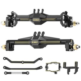 GLOBACT for TRX4M Axles Widend 10mm Brass Axles Set with Two Servo Mounts & Links for 1/18 TRX4M Upgrade (Black)