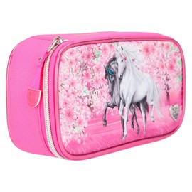 Depesche Miss Melody 11425 Pencil Case with Dreamlike Horse Motif, Pink Pencil Case with Practical Compartments for Writing and Drawing Utensils, Approx. 23 x 12 x 7 cm