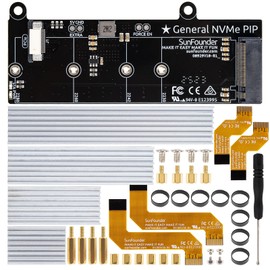 SunFounder PCIe to M.2-HAT M-Key NVMe SSD PIP PCIe 2/3 Board for Raspberry Pi 5 2/4/8/16GB, Support M.2-2230/2242/2260/2280 SSDs with Heatsink, Compatible with 3.5/5/7/10" Touch Screen