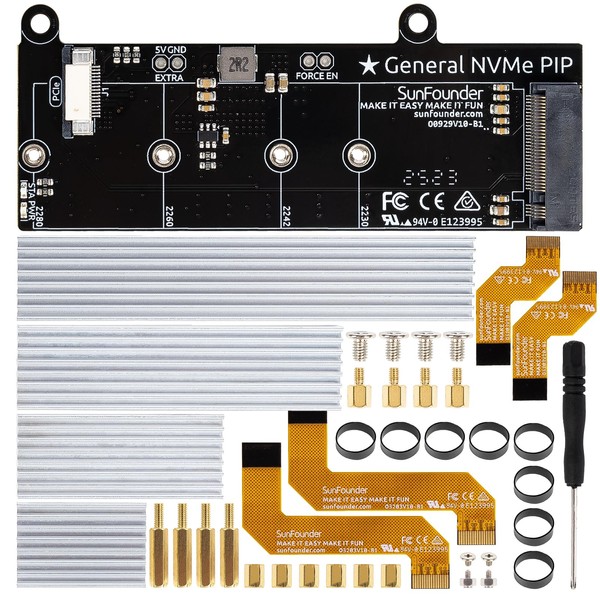 SunFounder PCIe to M.2-HAT M-Key NVMe SSD PIP PCIe 2/3
