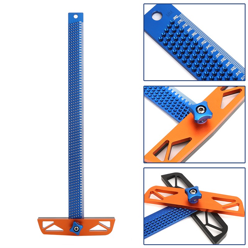 Hole Ruler Aluminum Alloy Multifunctional T Type Square Woodworking Measuring