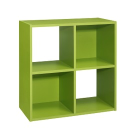 KB Designs - Green 4-Cube Toy Storage Organizers, Kids Bookcase and Bookshelf for Bedroom, Playroom, Nursery