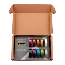 Scotch Glitter Washi Tape, 10 Rolls, Great for Use in Bullet Journal, School Supplies, Craft Supplies, and Teacher Appreciation Gifts (C517-10-SIOC)