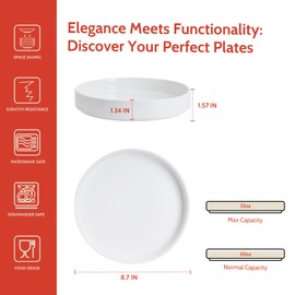 Sweese Large Pasta Bowls, 32 Ounce Salad Bowls Set of 4, Stackable Serving Bowls for Dinner, Salad, Dessert - Microwave Dishwasher Safe - White