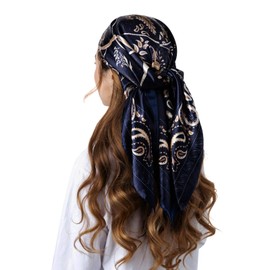 Silk Like Head Scarf - 35" Square Fashion Silk Feeling Scarf for Women's Hair Wrapping at Night.