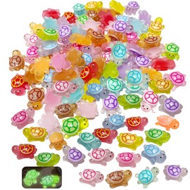 CVASNF Pack of 120 Mini Tortoises, 10 Colours, Luminous Figures, Turtles, Small Turtle Figures Made of Resin for Garden Decoration, DIY, Micro Landscape Scenes Home Decorations