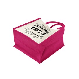 50th Birthday Tote Bag Gifts for Women - Cotton Jute Shoulder Bag, Reusable Bags for Shopping, Gift bags, Book Bag, Travel Bag, Shopper Bags - Vintage 1975 - FUCH-S