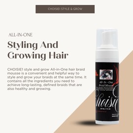 CHOISIE1 Braid Foam Control Mousse Braiding Mousse for Braids Twist, Locs High Shine Style and Moisturizes No Frizz or Fraying Hair Mousse for Braids - 7 oz