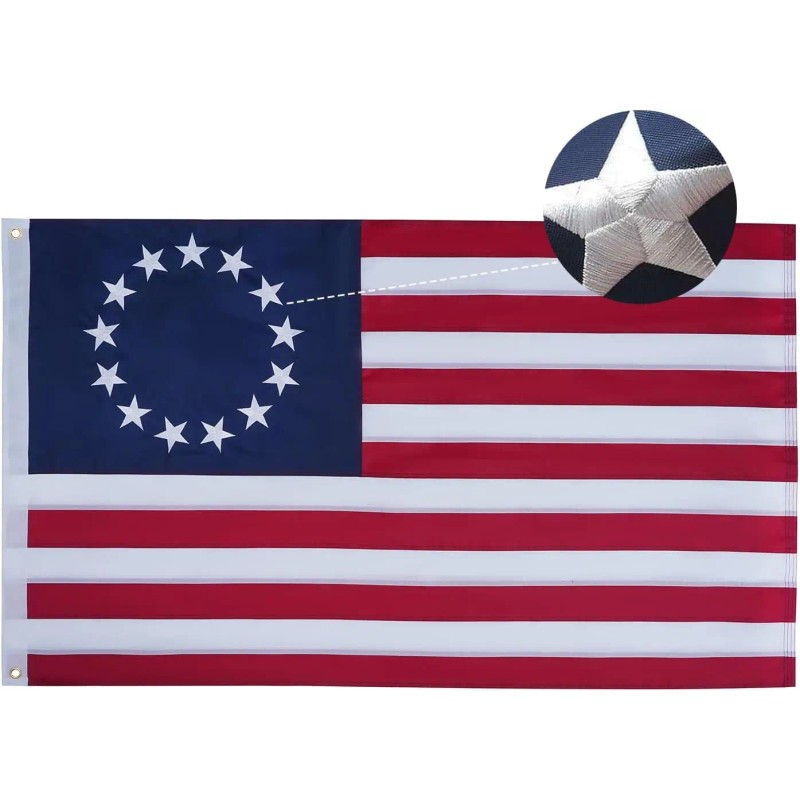 Betsy Ross 5x8 Feet Portable Durable Hanging Aluminum Flagpole Embroidered