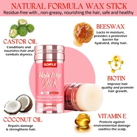 Hair Wax Stick Hair Silk Stick Wax for Adult & Kids, Long-Lasting Styling Wax Stick, Hair Pomade Wax Smoothing for Natural Hair or Wigs, Styling Wax for Fly Away & Edge Frizz Hair No Residue No Greasy