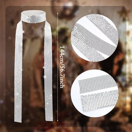 UILYNIU Pack of 2 Glitter Neckerchief, Disco Sequin Scarf for Women, Long Narrow Tie, 70s Disco Accessories with Sequin Scarf, Costume Accessory for Party, Carnival Party Fancy Dress, 2 colours