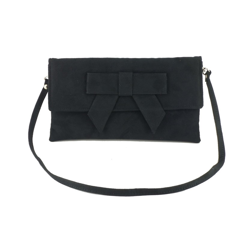 LONI Cute Faux Suede Clutch Shoulder Bow Bag