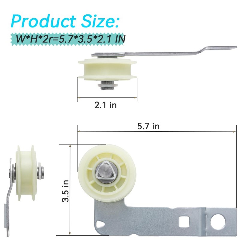 Dyer Idler Pulley for May-tag Bravos MEDB835DW4, Whirl-pool Cabrio WED8000DW4,