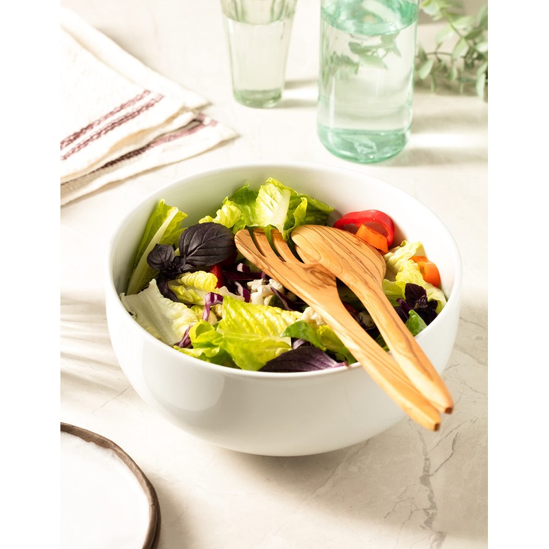 Demy Craft Olive Tree 30cm Handmade Salad Serving Set, Wooden