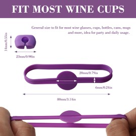 PKRFCJ 24 Pcs Wine Glass Charms for Stem,Drink Markers,Comes with 6 Logo Rings,Cup Labels,Silicone Wine Labels,Suitable for Bar Parties,Birthday Parties,Etc