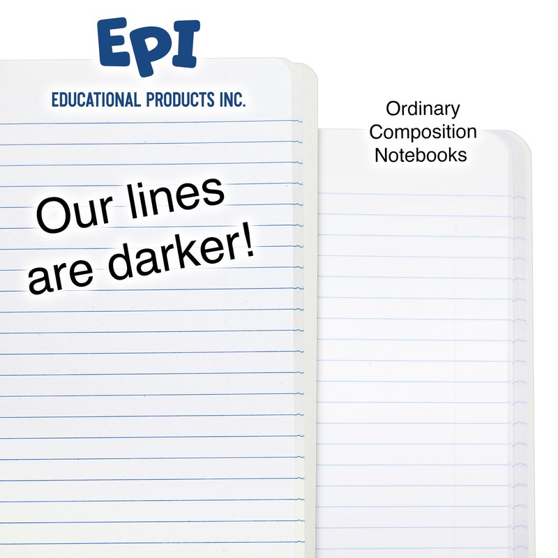 EPI Wide Ruled Marble Composition Notebook, Blue, 100 Sheet, 4-Pack