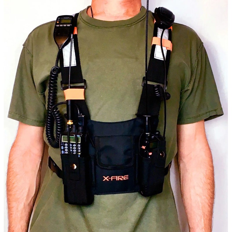 X-FIRE® Updated Dual Portable Radio Chest Rig Harness for Two-Way