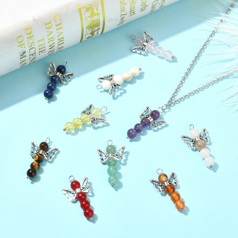 UR URLIFEHALL 40 Pcs 10 Styles Guardian Angel Charms Gemstone