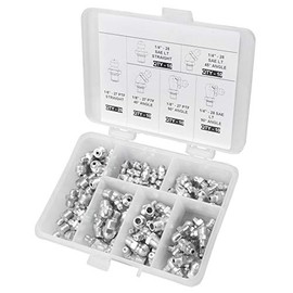 PROLUBE 80-Piece SAE Grease Fitting Kit | 6,000 PSI | Includes 1/8”-27 & ¼”-27 Sizes (Straight, 45° and 90°)- #43972