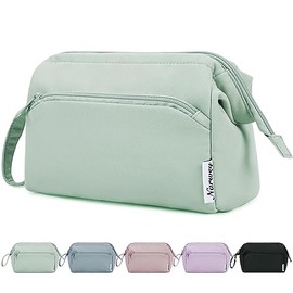 Narwey Small Toiletry Bag Women's Toiletry Bag Cosmetic Bag Makeup Bag Travel Makeup Bag with Wide Open Bag for Women (Mint Green)