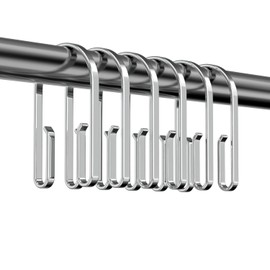 Chrome Shower Curtain Hooks Rings，Double Sided Shower Curtain Hooks Rust Proof，12 pcs Shower Hooks for Inside Shower，Smooth Sliding Anti-Drop Double Shower Rings for Curtain (Chrome)