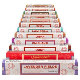 Stamford 37364 Traditional Fragrances Variety Set Hand Rolled Incense Sticks-12 Packs, Black, One Size