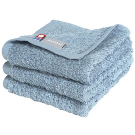 watawa Imabari Towel, Handkerchief, Set of 3, Hand Towels, No Ironing, Fluffy, Soft, Terry Cloth, Simple, Plain, Water Absorbent, Cotton, Sweet Twist, Small, 9.8 inches (25 cm) (3 Hand Towels, Blue)