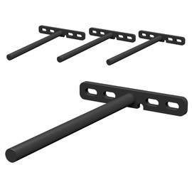 Hungsmart (Set of 4) 5 x 3/4 inch Floating Shelf Brackets Designed for 1 inch Thick Custom Shelves, Hidden Floating Shelf Hardware (8 inch Rod) Black