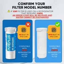 PUREPLUS XWF (NOT XWFE, NO Chips) Replacement for GE WR17X30702, GBE21, GDE21, GDE25, GFE24, GFE26, GNE21, GNE25, GNE27, GWE19, GYE18, CFE26 French Door & Side by Side Refrigerator Water Filter, 2PACK