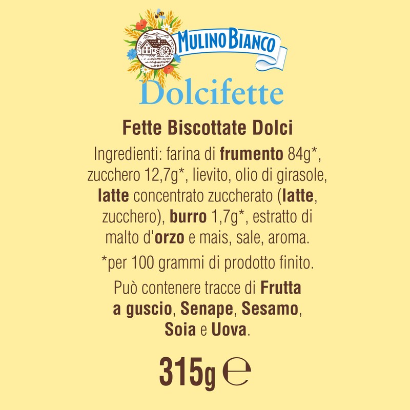 Mulino Bianco Fette Biscottate Dolcifette, 315g