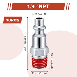 1/4 Air Hose Fittings, 1/4 Inch Npt Male Industrial Airs Plug, Quick Connect Air Hose Fittings for Workplaces, Auto Repair Shops, Garages