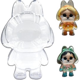 Jrelecs Protective Case for Crying Baby Style Figurines,Clear Acrylic Hanging Display Box for Anime Dolls - Silicone Strap Protective Storage Container（Doll Not Include