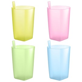 Taza para beber para niños, 4 tazas para beber con popote integrado, tazas para niños con popotes