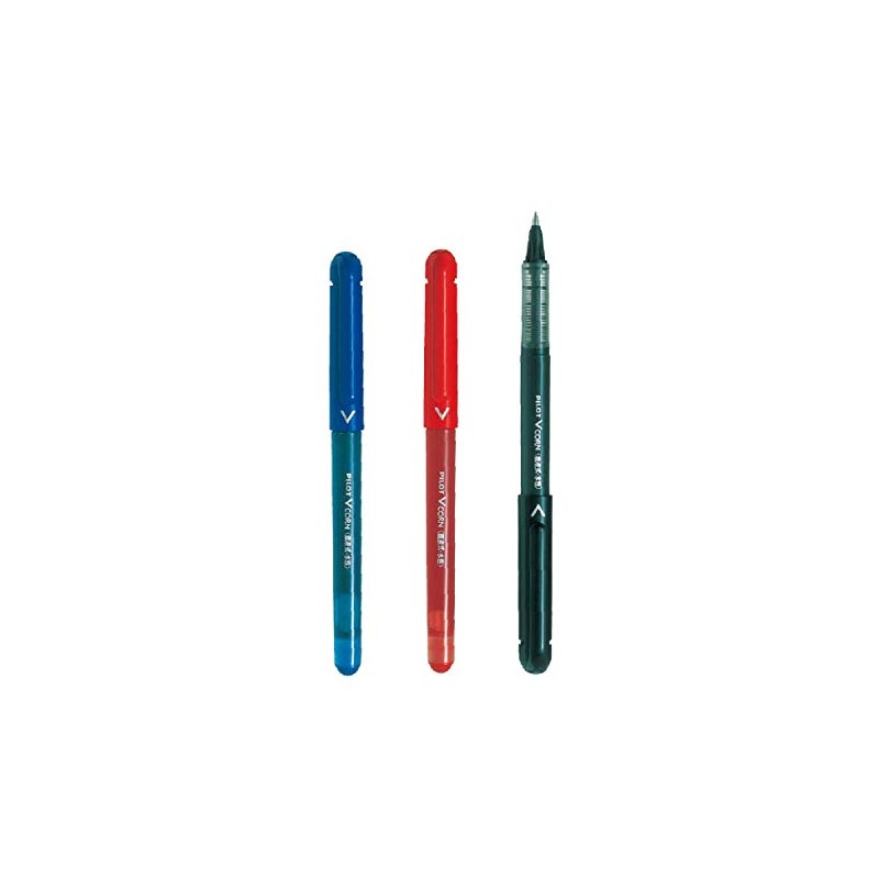 Pilot Rollerball Pens, V-Cone 0.5mm, Black/Red/Blue, LVE-10EF-B/R/L, 3 Colors